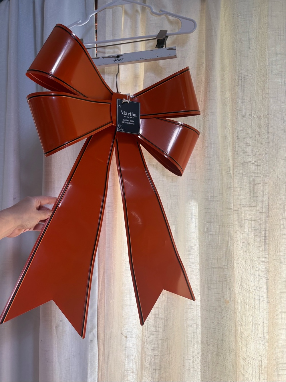 Martha Stewart Metal Bow Wreath Door Decoration 24” jumbo Oversized Orange bow - Picture 6 of 11